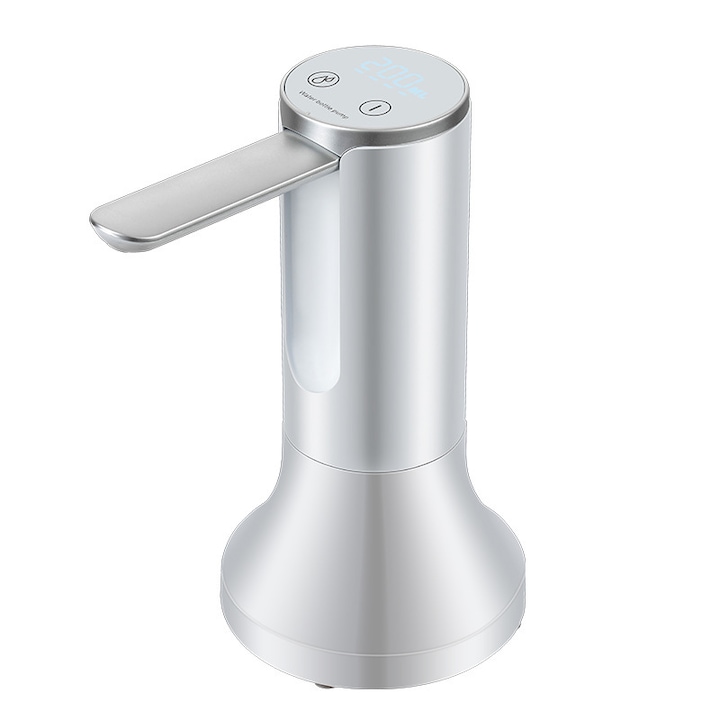 Dispenser Wirsen®, dozator automat de apa, 2 in 1, utilizare mixta pe birou sau pe bidoanele de apa, pompa electrica portabila, pliabila, incarcare USB-C, reincarcabila, afisaj LED, alb