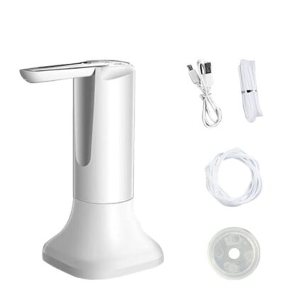 Pompa Electrica pentru Bidon cu apa, JESWO®, utilizare mixta pe birou sau pe bidoanele de apa, Dozarea cantitatii de apa, portabila, pliabila, incarcare USB,1200mAh, alb