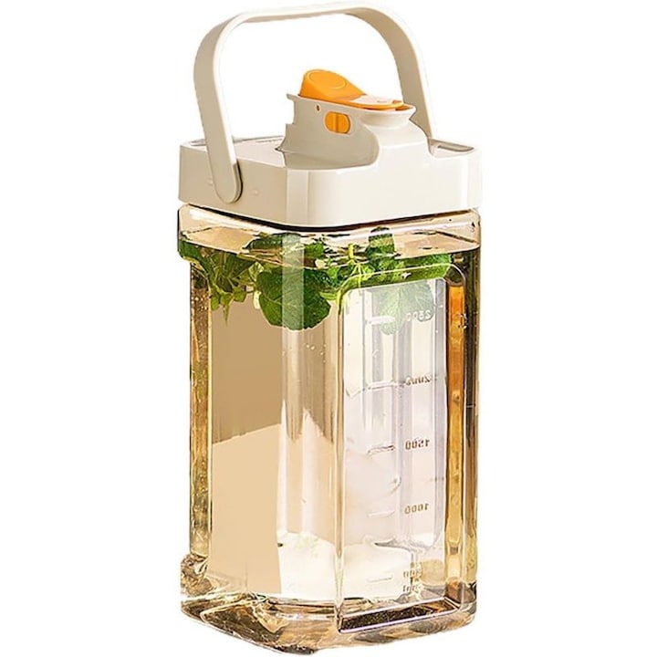 Dispenser Portabil pentru Bauturi eMazing, 3.5 Litri, cu Duza de Deschidere/Inchidere, Filtru, Maner si Gradare, Dimensiuni 29.7 x 14.1 x 14.4 cm, Plastic Alb