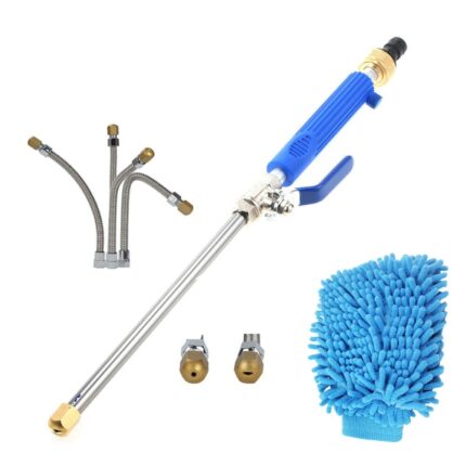 Duza furtun de gradina, Metal, Cu accesorii, Argintiu/Albastru
