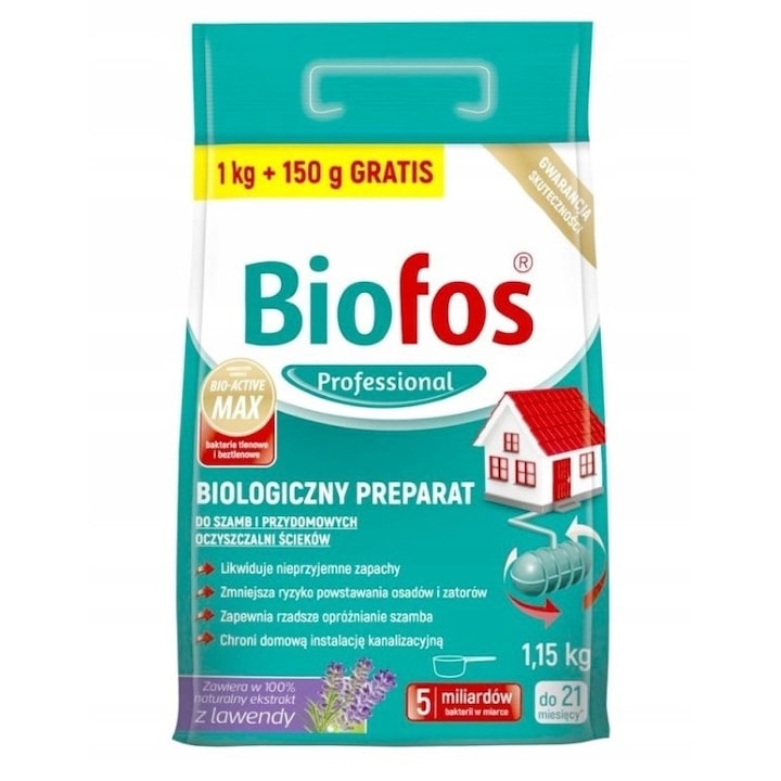 Bioactivator fose septice, BioFos, Professional, formula Bio-Active Max, 1.15kg, Lavanda