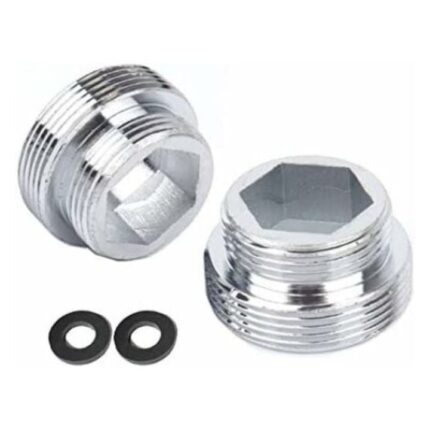 Set 2 adaptoare baterie bucatarie, alama, rezistente la coroziune, cu garnituri, 16-24 mm x 22 mm, argintiu