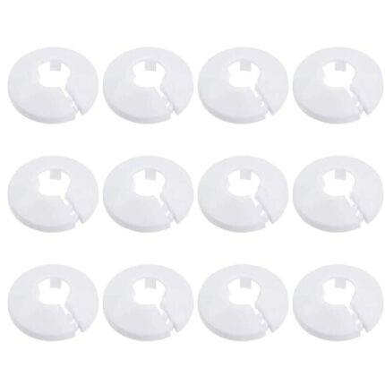 Set 12 capace pentru tevi, Plastic, Alb, Diametru 15 mm