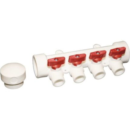 Distribuitor PPR, cu 4 cai 20 mm, rosu