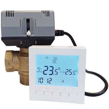 Electrovana de comutatie cu 3 cai - 1", 220V/50Hz si termostat ambiental programabil, cu fir, Daver