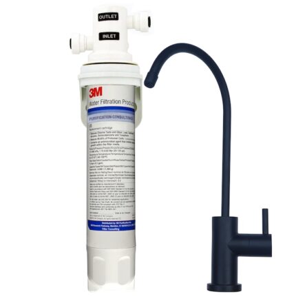 Set filtru apa potabila 3M Aqua-Pure Complete, 8000 litri, Carbon Block Argintat - carbune activ bacteriostatic, 8000 litri total, purificator - filtru plus 1 rezerva - Negru