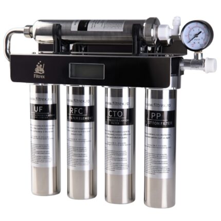 Filtru de apa Filtrex H501, Inox, 5 stagii de filtrare, 0.01 microni, sistem profesional de filtrare al apei, robinet si accesorii incluse