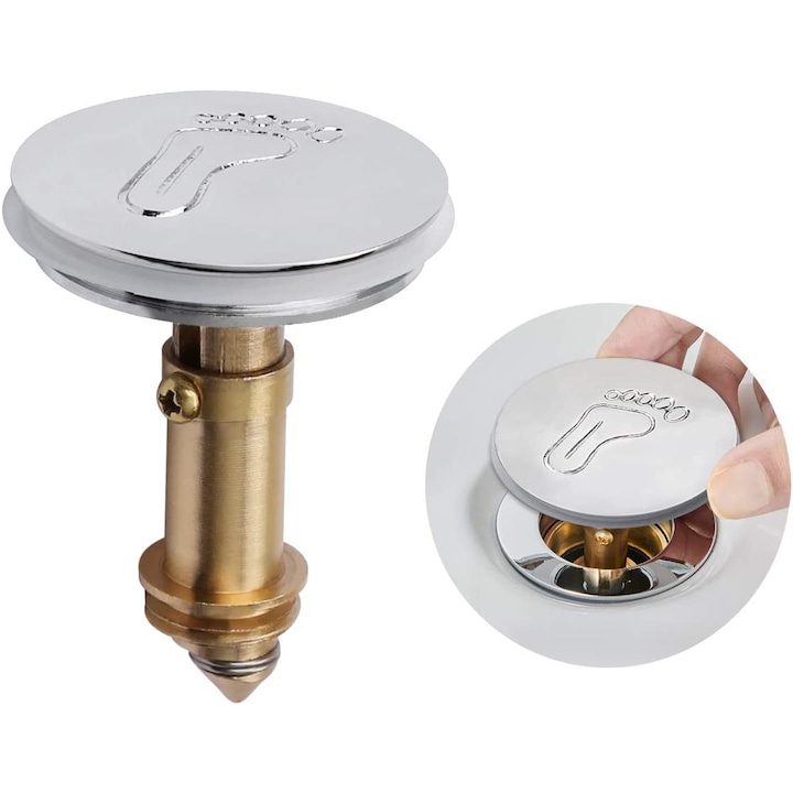 Capac cu arc pentru scurgeri, Alama, 42 mm, Argintiu