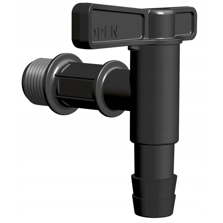 Robinet din plastic pentru rezervorul de stocare a apei de ploaie, Prosperplast, Negru, 3/4