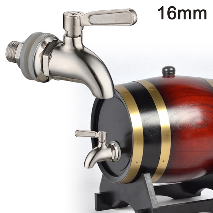 Robinet din otel inoxidabil Xuigort, 12x16mm, set cu 2 garnituri de silicon si 2 inele de acoperire, argintiu