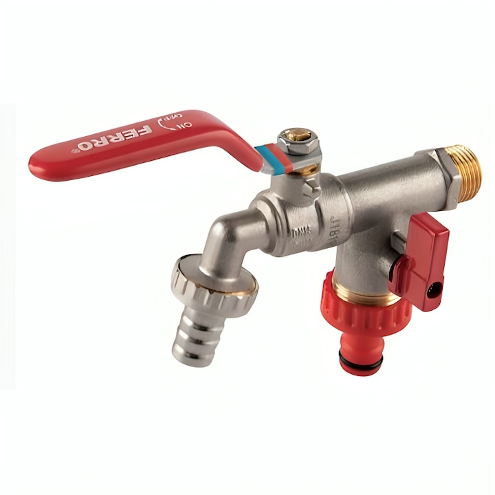 Robinet dublu servici, f-comfort, 1/2" cu doua iesiri 3/4"