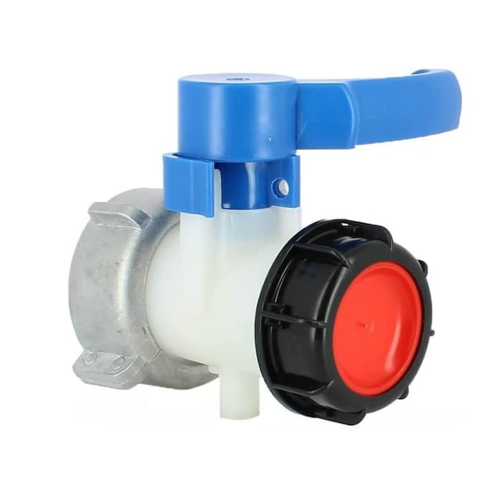 Alb/Albastru Robinet pentru rezervor apa, Aluminiu/Polietilena, Alb/Albastru