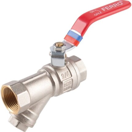 Robinet cu bila, Ferro KFPZF3, cu maneta si filtru, 1", argintiu