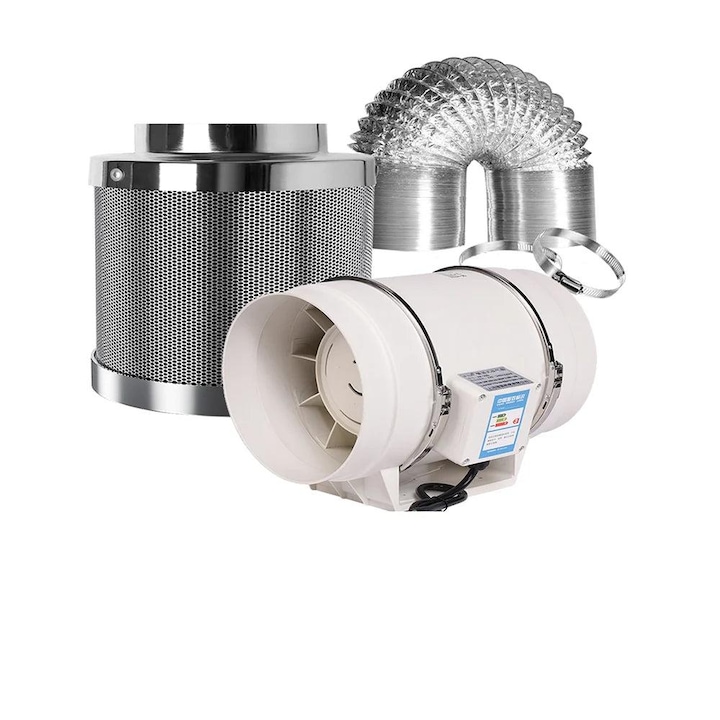 Ventilator, sera, ABS, conducte, kit ventilator, 4 inch, alb
