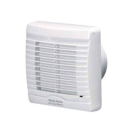 Vent-Axia Lo-Carbon VA 100 XP ventilator baie cu jaluzele antiretur si snur on/off consum redus Made in UK