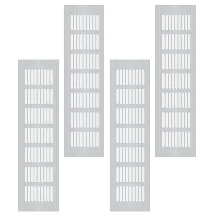 Set 4 grile de ventilatie, Aluminiu, 8x30 cm, Argintiu