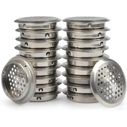 Grila de ventilatie, Inox, Potrivit pentru mobila de bucatarie, Dezodorizator camera, 53 mm, 20 buc, Argintiu