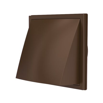 Grila ventilatie Ø100mm patrata cu clapeta antiretur, exterior 150x150, ASA plastic Brown