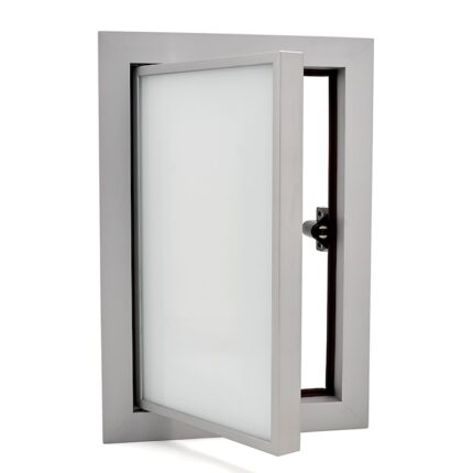 Usa de inspectie, Cadru din aluminiu, Sticla, 200 x 300 mm, Argintiu/Alb