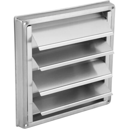 Grila de ventilatie Mmgoqqt, inox, clapete antivant, 100mm, argintiu