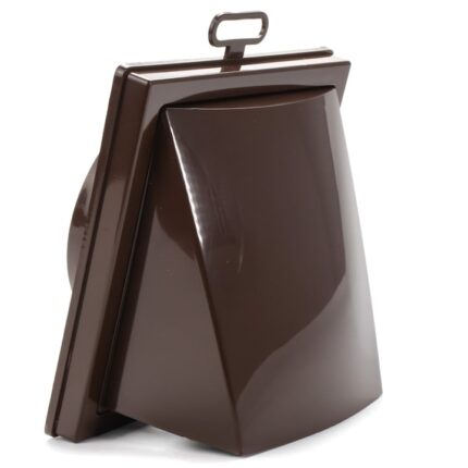 Grila ventilatie Ø100 x 55mm, patrata cu clapeta antiretur, exterior 150x150, ASA plastic, Brown
