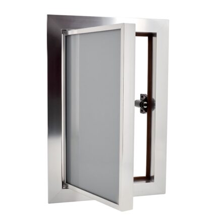 Usa de inspectie, Cadru din aluminiu, Sticla, 200 x 300 mm, Argintiu/Gri