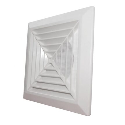 Grila ventilatie rectangulara cu plasa anti-insecte, Dospel KKS 150, conexiune circulara diametru 150 mm, material ABS, alb