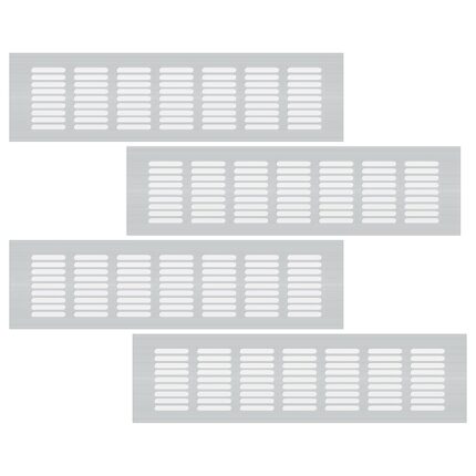 Set 4 grile ventilatie, Aluminiu, 8 x 30 cm, Alb