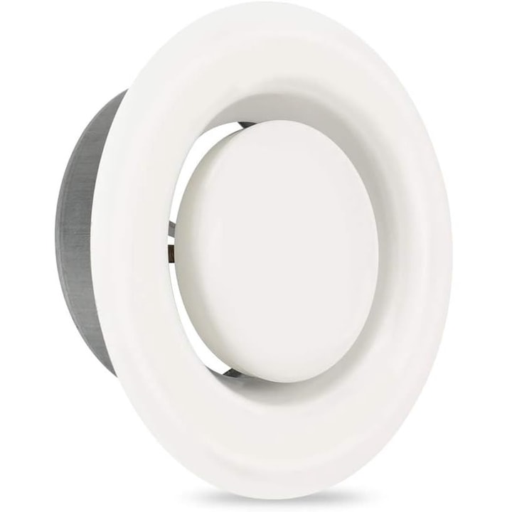 Capac de ventilatie pentru perete de baie, Sunmostar, Metal, Alb/Argintiu