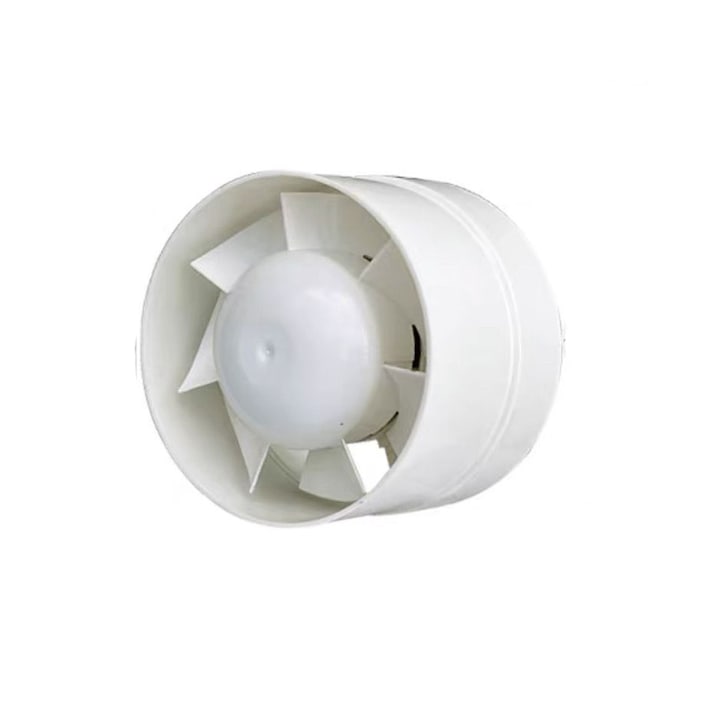 Ventilator de conducta in linie, Sunmostar, PVC, 6 inch, Alb