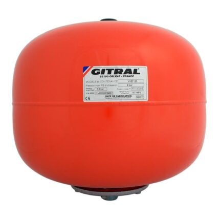 Vas expansiune 25 litri Gitral VVEF 25 SP, membrana schimbabila, flansa otel inoxidabil, rosu