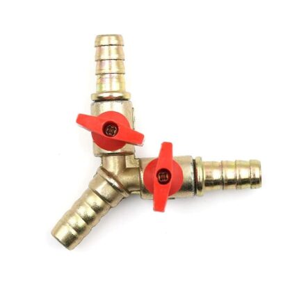 Distribuitor Y ramificatie gaz alama, JENUOS®, robinet-bila furtun 10mm, Aur