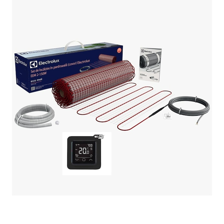 Kit covor incalzire Electrolux 150 W/m² (50 cm latime) 3 mm grosime cu Termostat WIFi control C16 Kit covor incalzire Electrolux 150 W/m² (50 cm latime) 3 mm grosime cu Termostat WIFi control C16, 12 m² - 1800 W