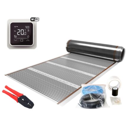 Pachet complet film carbon incalzire in pardoseala pentru parchet C&F Technics, 15 mp, 1800 W, cu termostat WIFI control C 16
