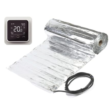 Pachet complet covor aluminiu incalzire in pardoseala pentru parchet C&F Technics, 9 mp, 1260 W, cu termostat WIFI control C 16