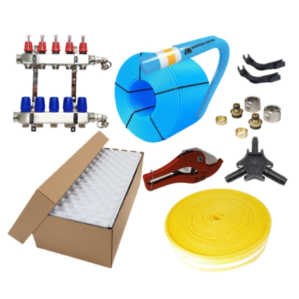 Kit incalzire in pardoseala cu agent termic, sistem clasic cu placa cu nuturi Magnum Heating, 120m²