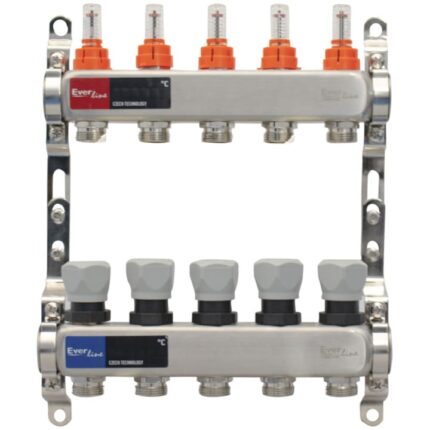 Set distribuitor Everline EVP-DSC3411/5, cu debitmetre 1"- 5 cai, Inox