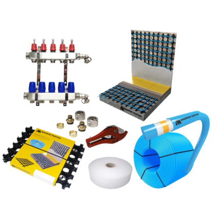 Kit incalzire prin pardoseala cu agent termic, sistem Slimfit pentru sapa autonivelanta Magnum Heating, grosime 14mm, 60m²