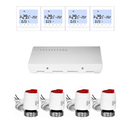 Pachet automatizare UNIVERSAL cu termostate cu fir, pentru incalzire din distribuitor cu 4 zone, Daver
