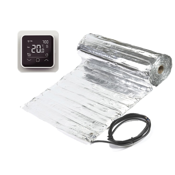 Kit covor incalzire pardoseala pentru parchet 140 W / mp , pentru 1 mp , 140 W , cu termostat programabil WI-Fi control