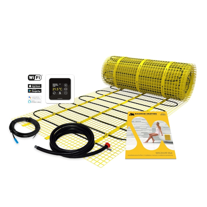 Kit covor incalzire in pardoseala Magnum Heating 4,5 mp , 675 W , cu termostat digital Magnum MRC cu WiFi control