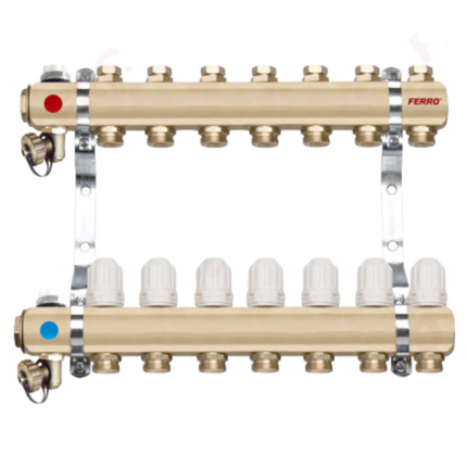 Distribuitor cu robineti Ferro, alama, 2 cai