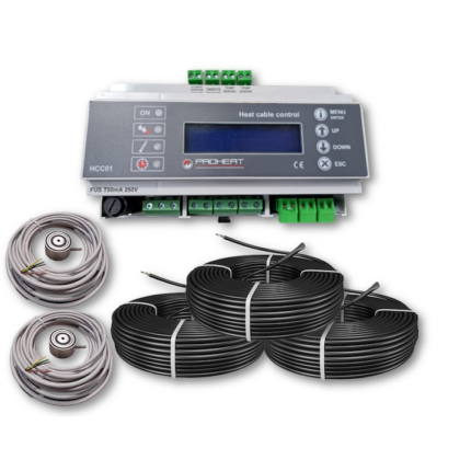 Kit degivrare 51m² putere constanta (3 x 3400w) montaj beton cu termostat 3 x 16A - 230 Volt, control 2 zona x temperatura si Umiditate