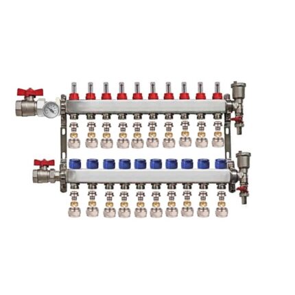 Distribuitor set complet 1" / 10 circuite cu conectori EK x 17 mm, Daver