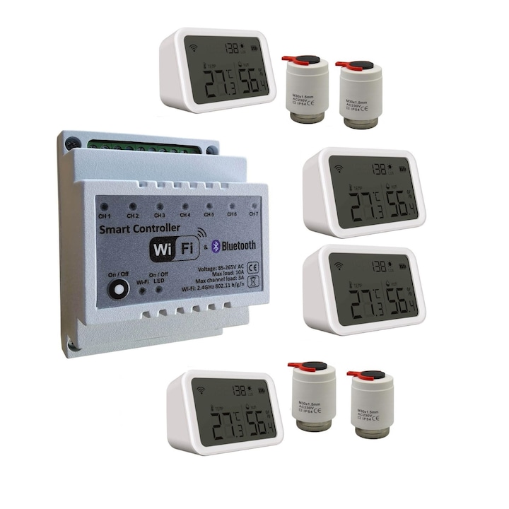 Kit incalzire in pardoseala Tuya, WiFi, 7 circuite