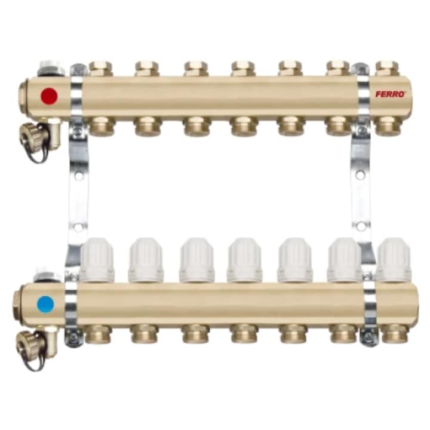 Distribuitor calorifere Ferro, 4 intrari, din alama