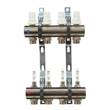 Distribuitor incalzire pardoseala, cu debitmetre, ICMA K013, filet interior, 4 cai, 1"