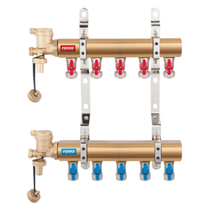 Distribuitor cu robineti Ferro, 3 cai, 16X2