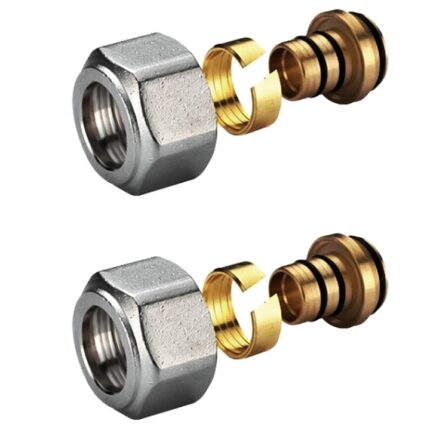 Adaptori nichelat eurocon pentru teava PEX, 16 x 2,0 mm - EK, set 2 buc, Daver