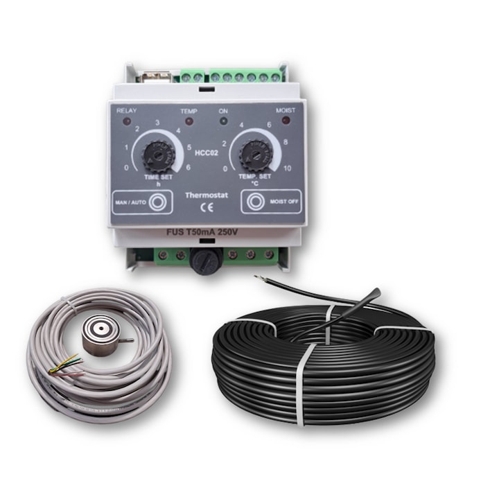 Kit degivrare 12m² putere constanta (2400w) montaj beton cu termostat 1 x 16A - 230 Volt, control 1 zona x temperatura si Umiditate